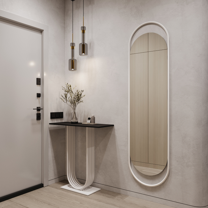 Зеркала в спальню, Дизайнерское настенное зеркало GENGLASS Evelix L в металлической раме