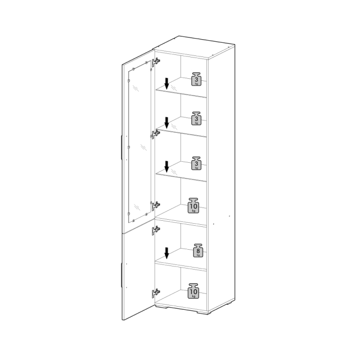 Шкафы распашные, Пенал-витрина Антеро ПС-500
