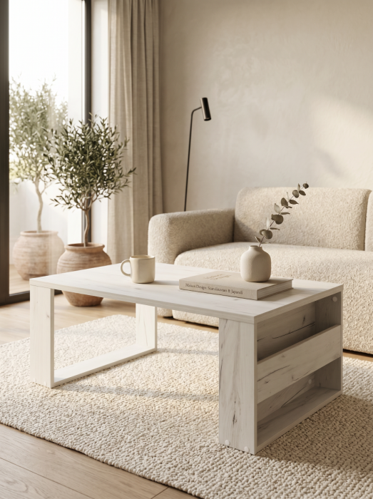 Журнальные столики, Стол журнальный БьютиСтайл 25 дуб крафт белый без стекла