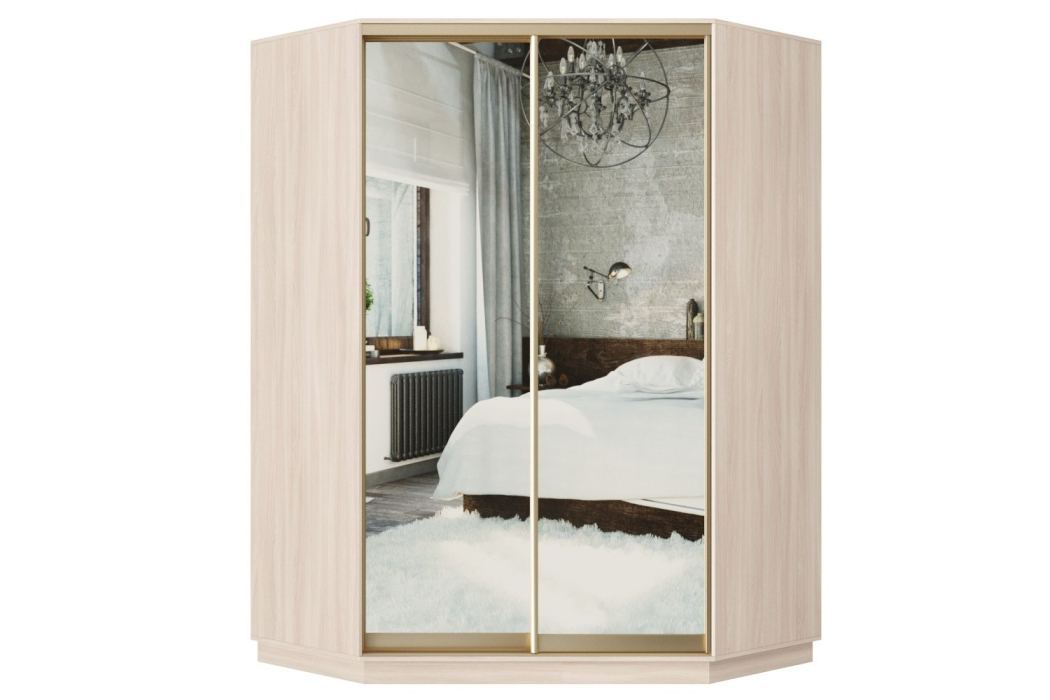 Угловые шкафы, Угловой шкаф-купе Премьер 71 Ясень шимо светлый