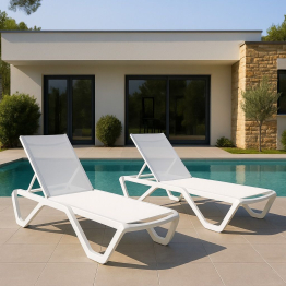 Комплект алюминиевых шезлонгов ENZO в белом цвете