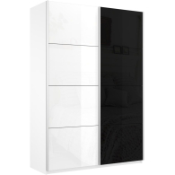 Шкафы-купе 2-х дверные, Шкаф-купе Прайм 2х дверный Белый Глянец/Стекло черное 120х57х230
