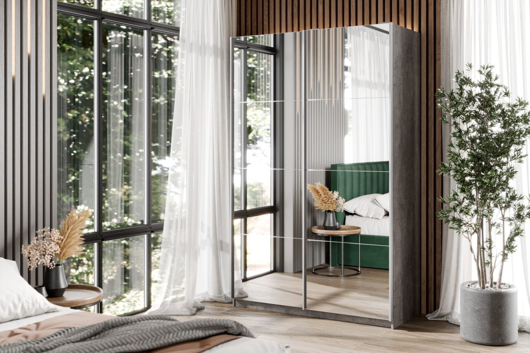 Шкафы-купе 2-х дверные, Шкаф-купе Smart 1424 2х дверный (фасады зеркало) профиль серебро