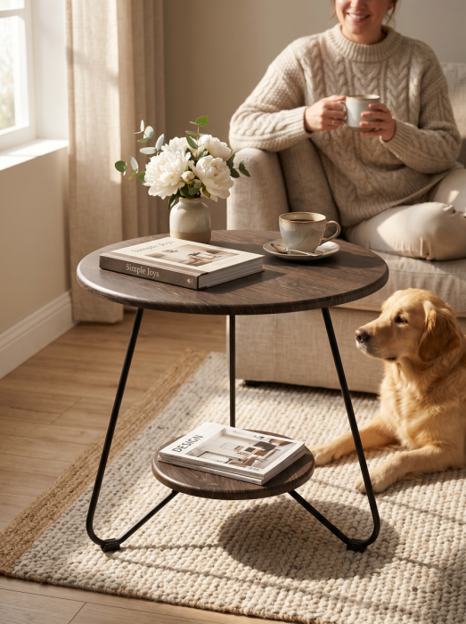 Журнальные столики, Стол журнальный БьютиСтайл 38 дуб шоле коричневый/черный