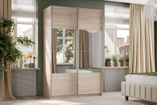 Шкафы-купе 2-х дверные, Шкаф-купе Smart 1222 2х дверный (фасады ЛДСП/зеркало) профиль серебро