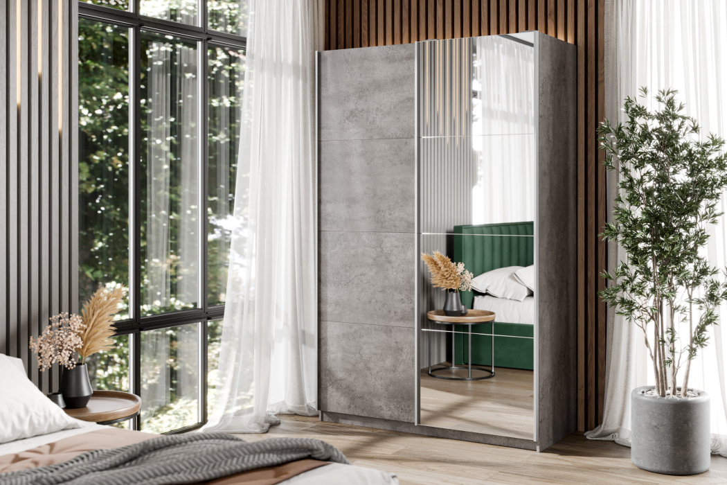 Шкафы-купе 2-х дверные, Шкаф-купе Smart 1422 2х дверный (фасады ЛДСП,зеркало) профиль серебро