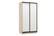 Шкафы-купе 2-х дверные, Шкаф-купе Премьер 09 (01РБ;01РБ) фасады ромб белый/двухдверный/Профиль чёрный муар