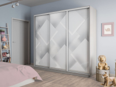 Шкафы-купе 3-х дверные, Шкаф-купе Экспресс 3-х дверный Фотопечать Квадрат Стекла 180х60х240