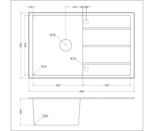 Гранитная мойка EMQ-1800.Q