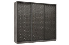 Шкафы-купе 3-х дверные, Шкаф-купе Премьер 33 (01РЧ;01РЧ;01РЧ) фасады ромб чёрный/трёхдверный/Профиль чёрный муар
