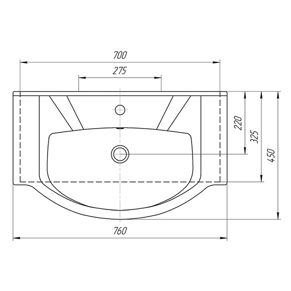 Раковины для ванных комнат, Умывальник Элеганс-75 меб с/отв.белый (Kirovit)