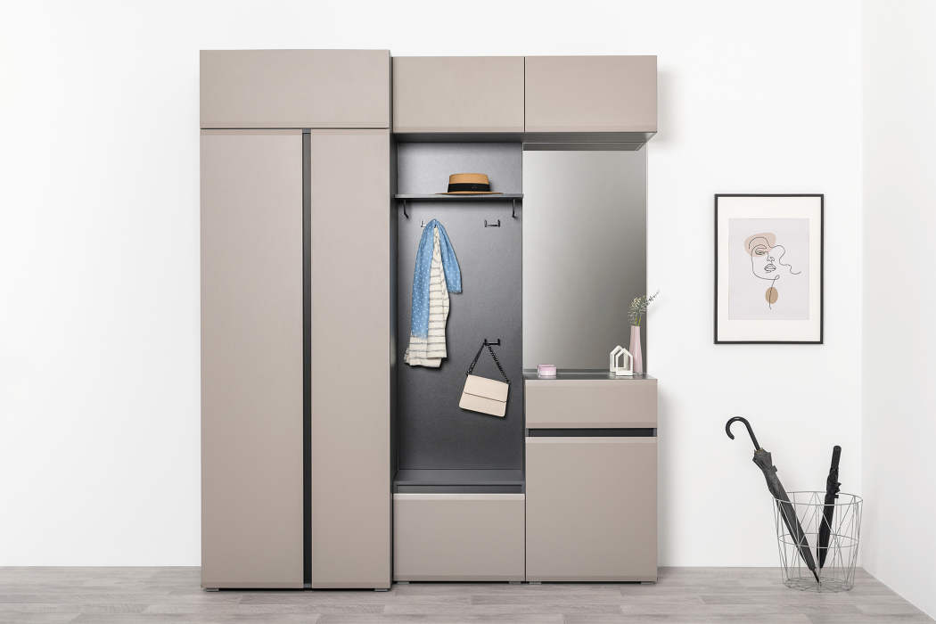 Шкафы распашные, Шкаф антресольный Сидней 16.314.03, антрацит, веллюто капучино