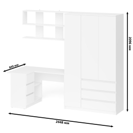 Стол Мори компьютерный угловой левое исполнение с полкой и шкаф-комодом