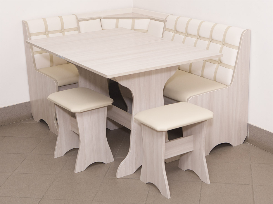 Кухонные уголки, Кухонный уголок Стиль 19Л (со столом СТ3) Ясень шимо светлый