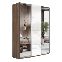 Шкаф-купе Прайм 3-х дверный Зеркала/Стекло белое/Доводчики 210х57х230