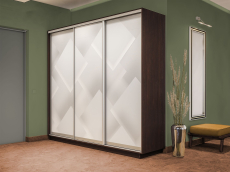 Шкафы-купе 3-х дверные, Шкаф-купе Экспресс 3-х дверный Фотопечать Квадрат Стекла 180х60х240
