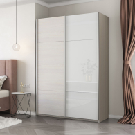 Шкафы-купе 2-х дверные, Шкаф-купе Прайм 2-х дверный ДСП/Стекло белое/Доводчики 120х57х230