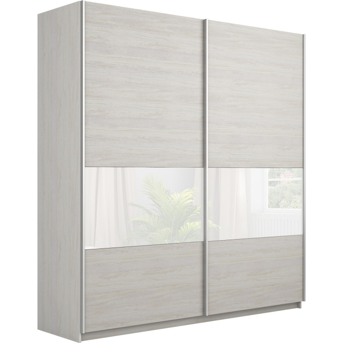 Шкафы-купе 2-х дверные, Шкаф-купе Широкий Прайм 2-х дверный ДСП/Стекло белое/Доводчики 220х57х230