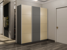 Шкафы-купе 3-х дверные, Шкаф-купе Эста 3-х дверный ДСП/Стекла фисташка/Доводчик 240х66х240