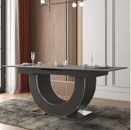 Стол Монако, столешница керамогранит (1600/2000х900х820) серебро