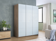 Шкафы-купе 3-х дверные, Шкаф-купе Прайм 3-х дверный Стекла белые/Доводчики 180х57х230