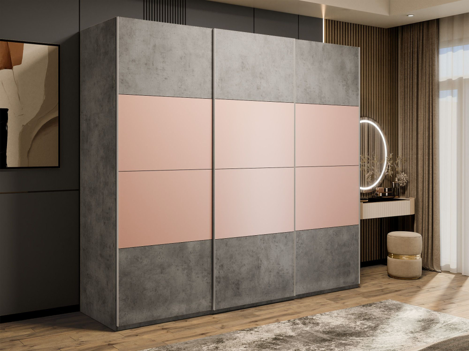 Шкафы-купе 3-х дверные, Шкаф-купе Эста 3-х дверный ДСП/Стекла пудра/Доводчик 240х66х240