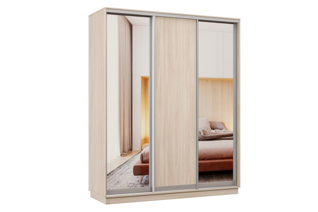 Шкафы-купе 3-х дверные, Шкаф-купе Премьер Лайт 33 (01;02;01) трехдверный