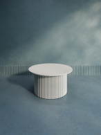 Журнальные столики, Стол круглый журнальный с белым металлическим подстольем TRUBIS Wood M 80 