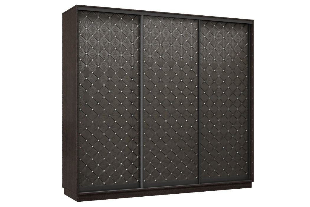 Шкафы-купе 3-х дверные, Шкаф-купе Премьер 36 (01РЧ;01РЧ;01РЧ) фасады ромб чёрный/трёхдверный/Профиль чёрный муар
