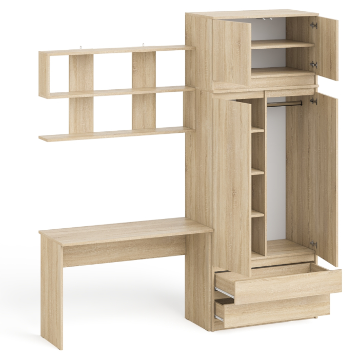 Домашние кабинеты, Рабочий стол Мори МСП-1200 с навесной полкой и шкафом с антресолью