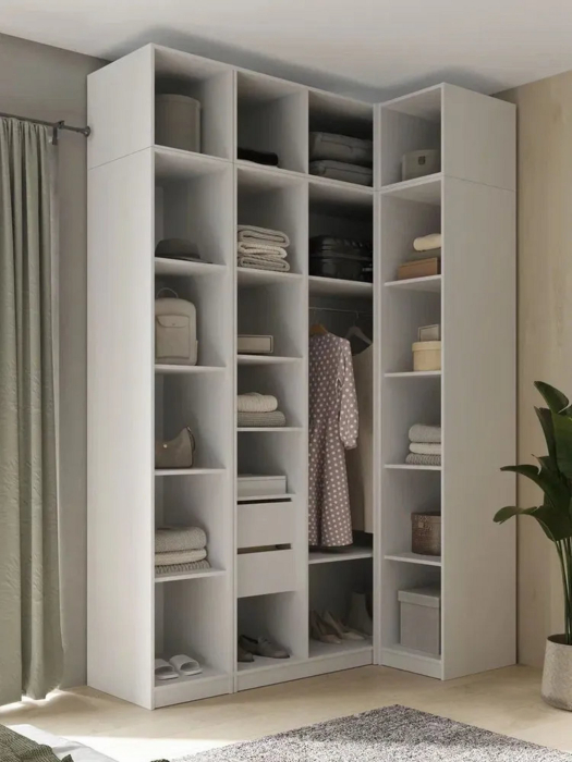 Угловые шкафы, Угловой шкаф для одежды распашной с ящиками и антресолью, София, 2600х1700х900мм