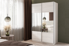 Шкафы-купе 2-х дверные, Шкаф-купе Smart 1422 2х дверный (фасады ЛДСП/зеркало) профиль серебро