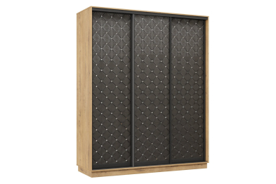 Шкаф-купе Премьер 21 (01РЧ;01РЧ;01РЧ) фасады ромб чёрный/трёхдверный/Профиль чёрный муар