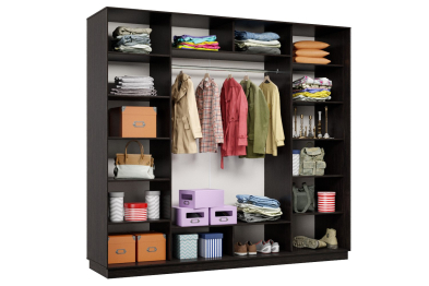 Шкаф-купе Премьер 58 (11ЗГ;11ЗГ;11ЗГ) фасады зеркало графит/трёхдверный/Профиль чёрный муар