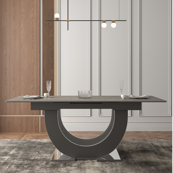 Обеденные столы, Стол Монако, столешница керамогранит (1600/2000х900х820) серебро