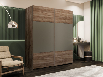 Шкаф-купе Эста 2-х дверный ДСП/Стекла хаки/Доводчик 180х66х240