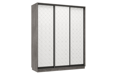 Шкаф-купе Премьер 23  (01РБ;01РБ;01РБ) фасады ромб белый/трёхдверный/Профиль чёрный муар