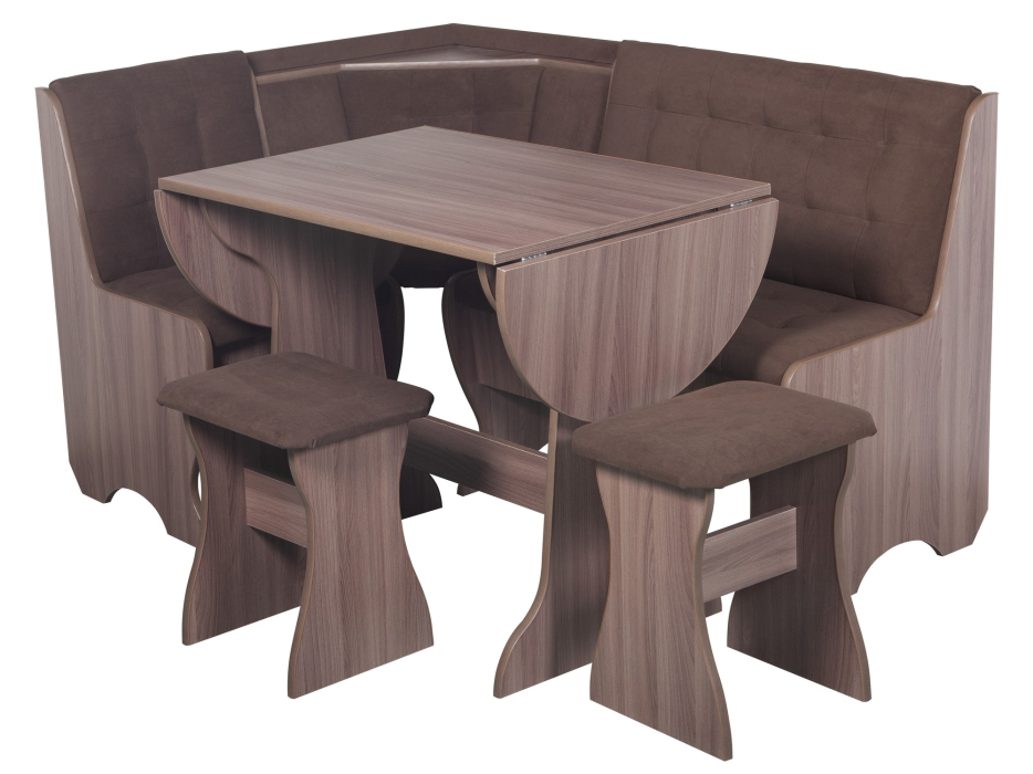 Кухонные уголки, Кухонный уголок Стиль 1Л (со столом СТ-2У) Ясень шимо темный / велюр