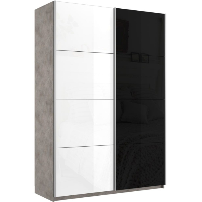 Шкафы-купе 2-х дверные, Шкаф-купе Прайм 2х дверный Белый Глянец/Стекло черное 120х57х230