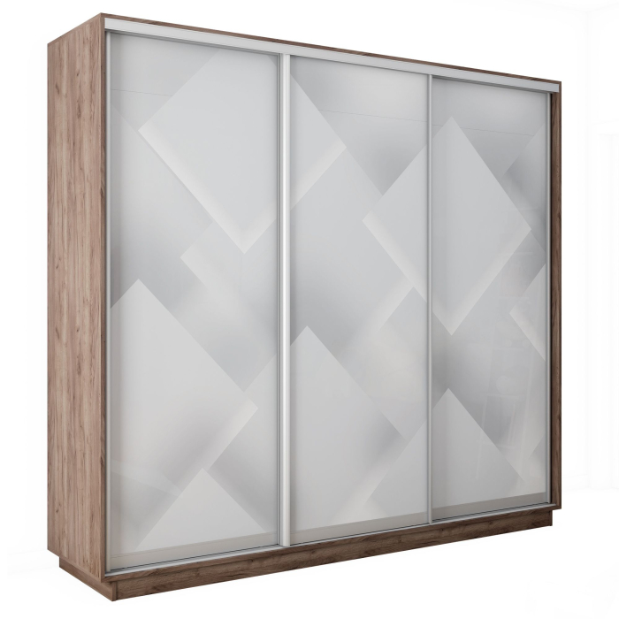 Шкафы-купе 3-х дверные, Шкаф-купе Экспресс 3-х дверный Фотопечать Квадрат Стекла 240х60х220