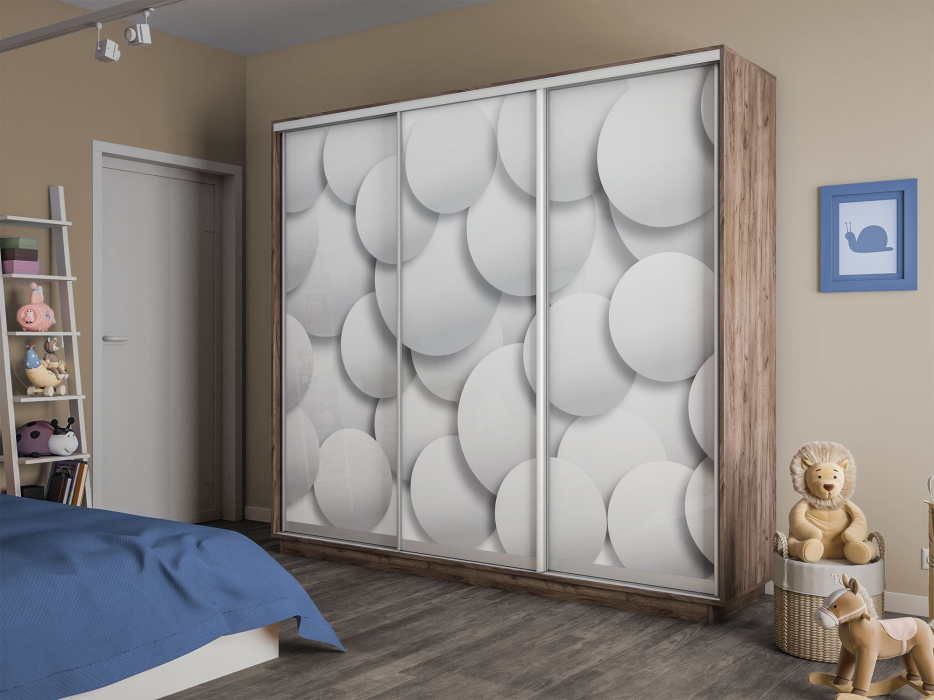 Шкафы-купе 3-х дверные, Шкаф-купе Экспресс 3-х дверный Фотопечать Шары Стекла 180х60х220