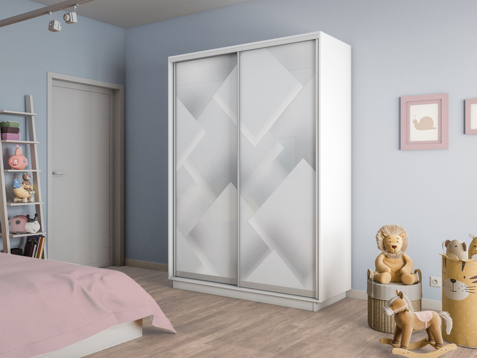 Шкафы-купе 2-х дверные, Шкаф-купе Экспресс 2-х дверный Фотопечать Квадрат Стекла 140х60х220