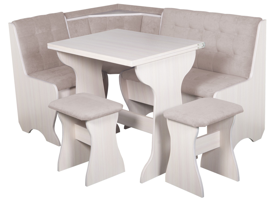 Кухонные уголки, Кухонный уголок Стиль 1Л (со столом СТ3) Дуб млечный / велюр