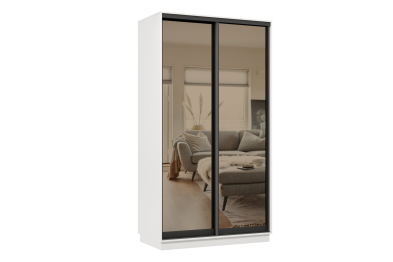 Шкаф-купе Премьер 10 (01ЗБ;01ЗБ) фасады зеркало бронза/двухдверный/Профиль чёрный муар