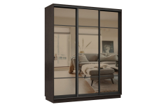 Шкафы-купе 3-х дверные, Шкаф-купе Премьер 24 (11ЗБ;11ЗБ;11ЗБ) фасады зеркало бронза/трёхдверный/Профиль чёрный муар