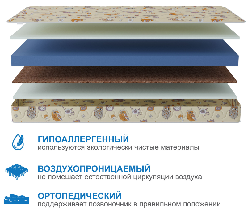 Другие размеры, Матрас Здоровый сон-Мишутка 900х1600