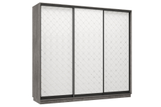 Шкафы-купе 3-х дверные, Шкаф-купе Премьер 58  (01РБ;01РБ;01РБ) фасады ромб белый/трёхдверный/Профиль чёрный муар