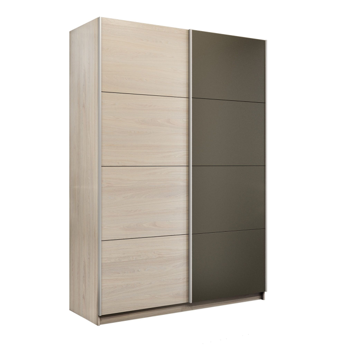 Шкафы-купе 2-х дверные, Шкаф-купе Прайм 2-х дверный ДСП/Стекло хаки/Доводчики 140х57х230