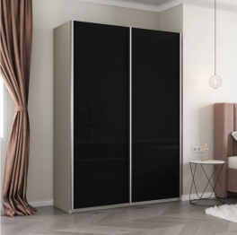 Шкаф-купе Прайм 2-х дверный Стекла черные/Доводчики 160х57х230