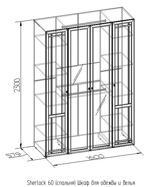 Шкафы распашные, Шкаф для одежды и белья Sherlock 60